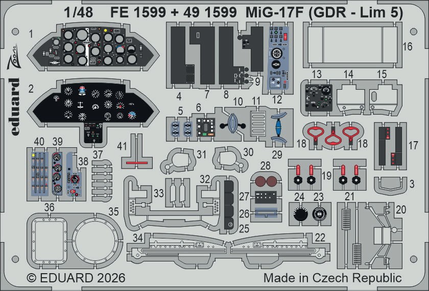 Eduard MiG-17F (GDR - Lim 5) Zoom Etched Parts (for Kinetic) hình ảnh 2
