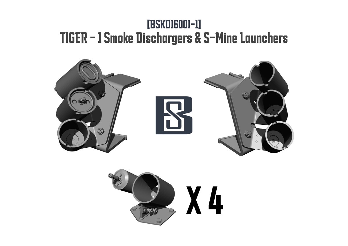 BSK Model WWII German Tiger I Smoke Discharger &amp; S-Mine Launcher gambar 2