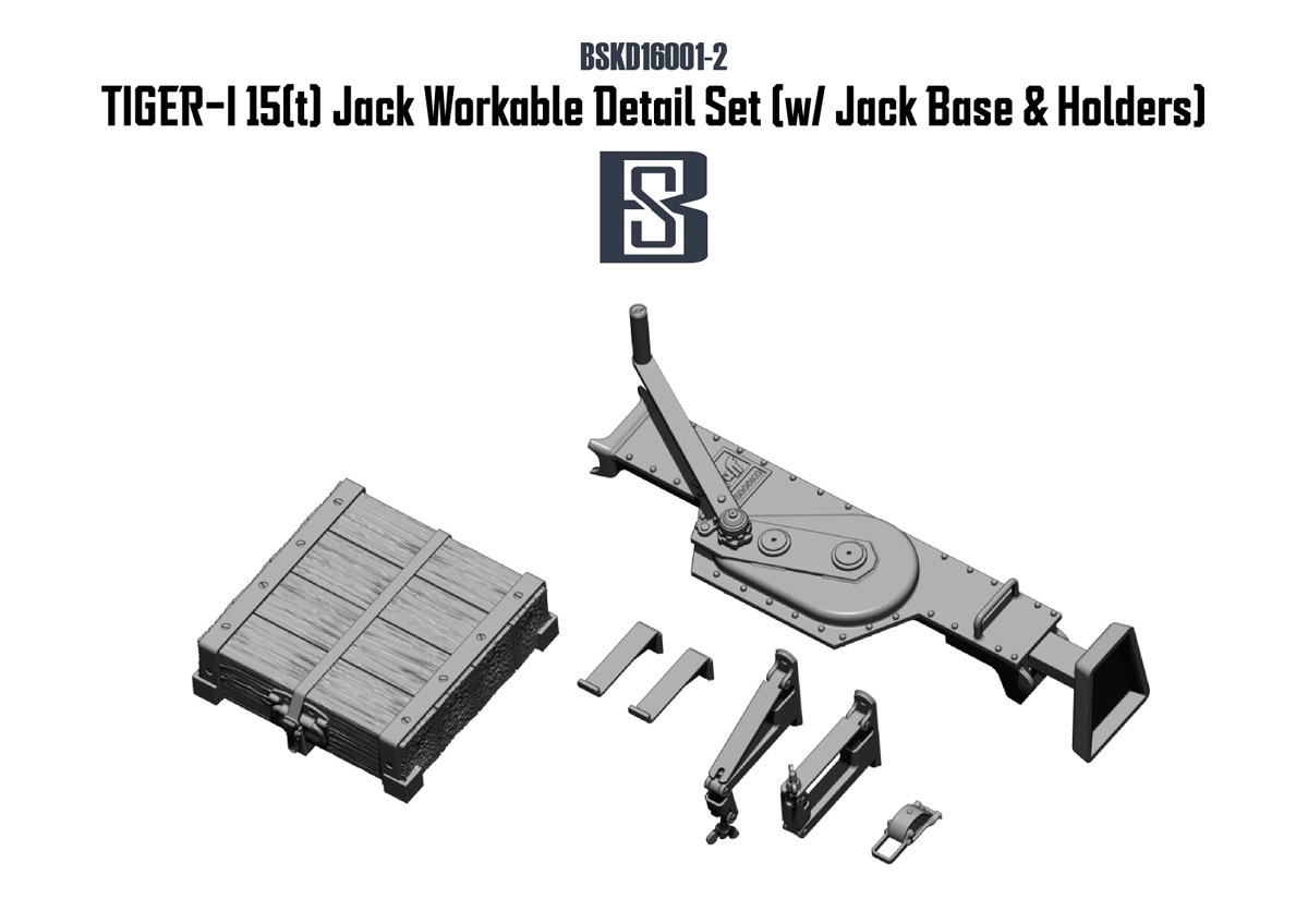 BSK Model WWII German Tiger I 15(t) Jack Workable Detail Set (w/Jack Base Set Holders) gambar 2