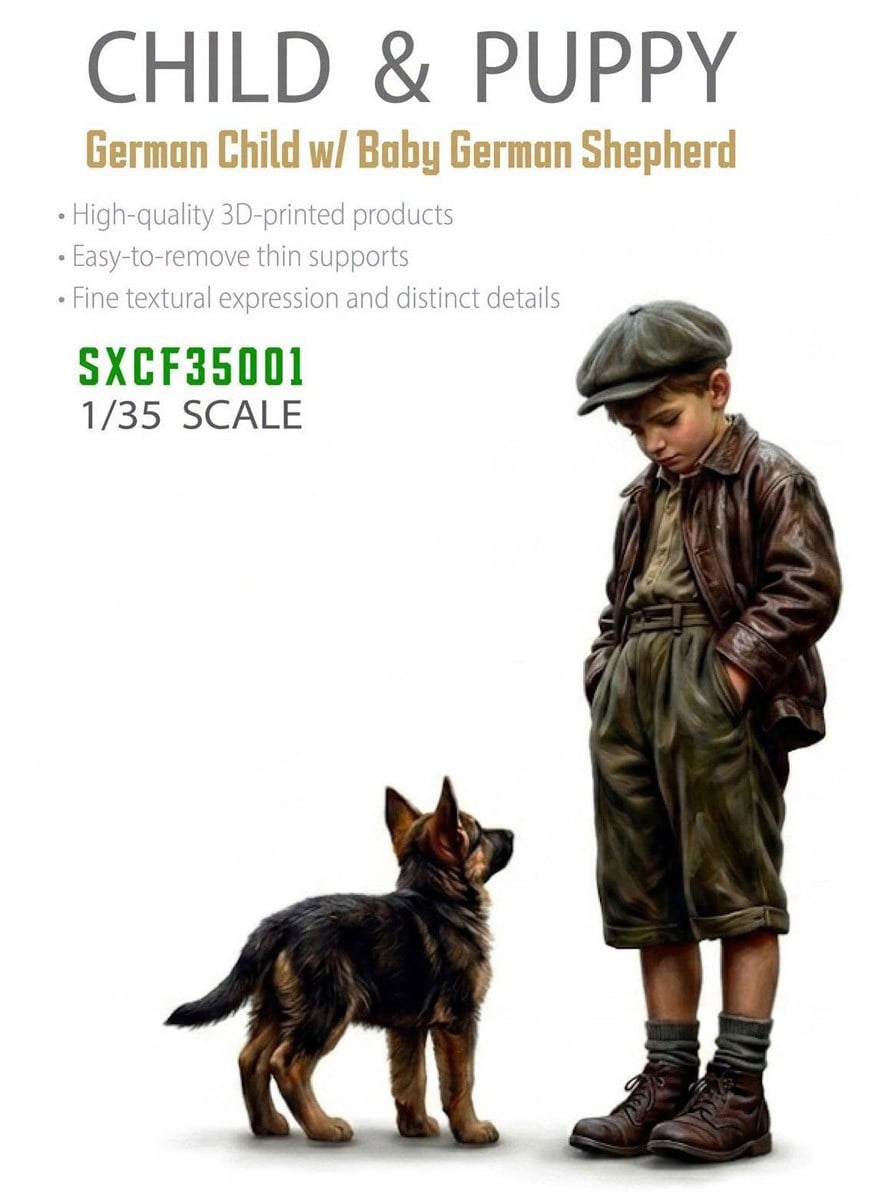 SCENIX Studio Child &amp; Puppy German Child w/Body German Shepherd imagen 2