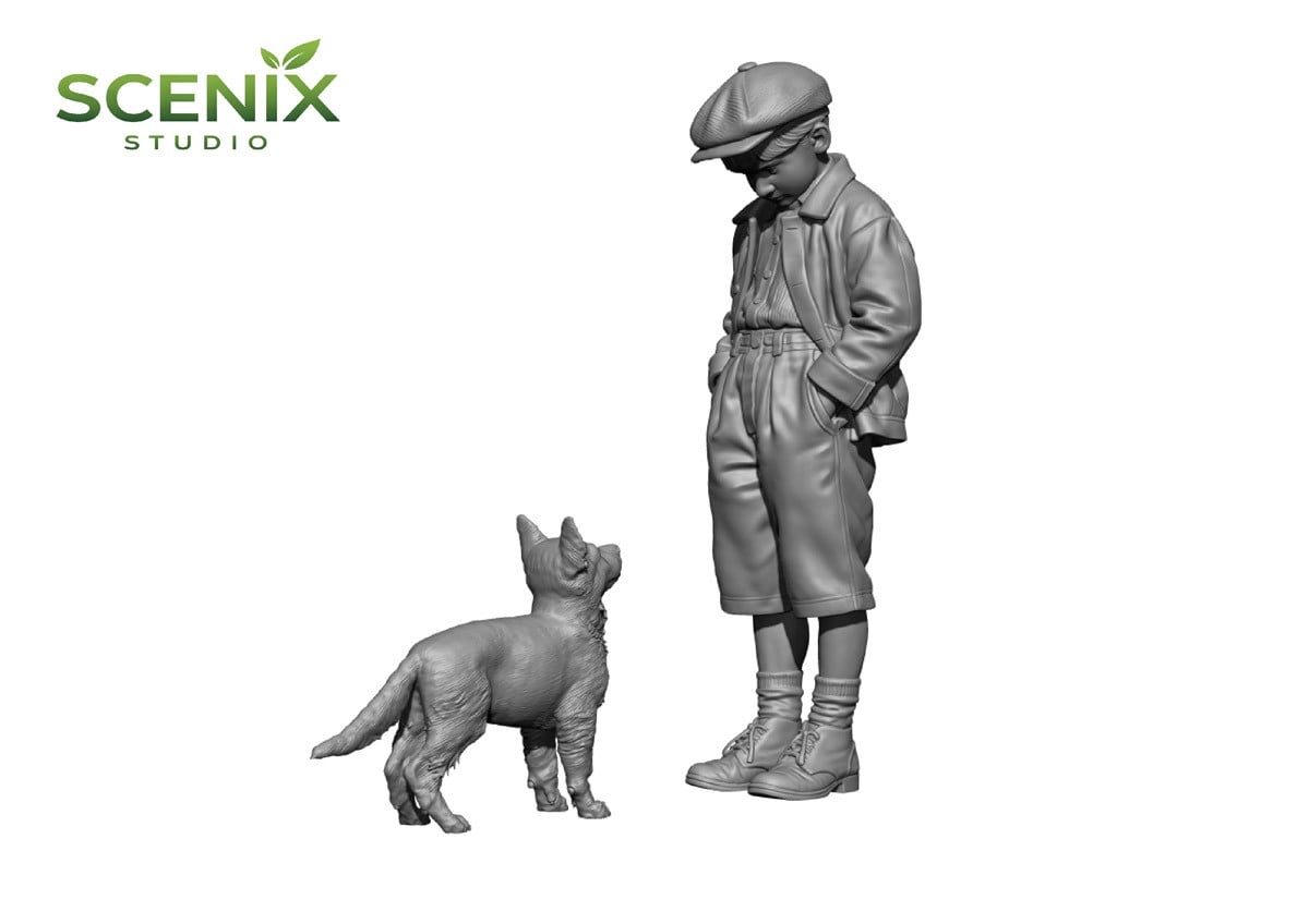 SCENIX Studio Child &amp; Puppy German Child w/Body German Shepherd imagen 3