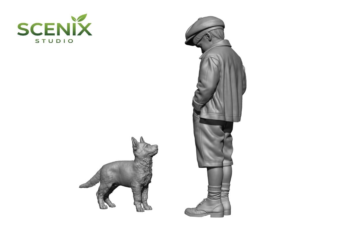 SCENIX Studio Child &amp; Puppy German Child w/Body German Shepherd imagen 4