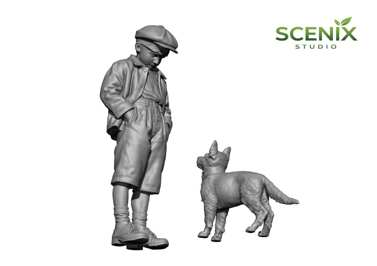 SCENIX Studio Child &amp; Puppy German Child w/Body German Shepherd imagen 5