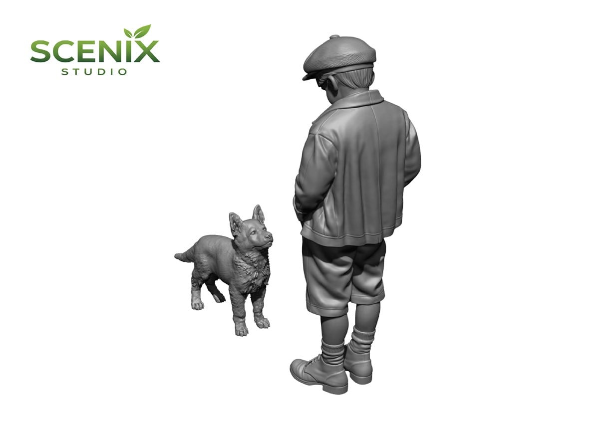 SCENIX Studio Child &amp; Puppy German Child w/Body German Shepherd imagen 6