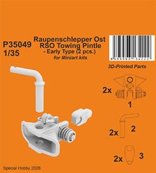 CMK Raupenschlepper Ost RSO Towing Pintle - Early Type (2 pcs.) / for Miniart kits (Plastic model)