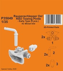 CMK Raupenschlepper Ost RSO Anhängekupplung - Frühe Ausführung (2 Stück) / für Miniart Bausätze (Plastikmodell) Bild 1