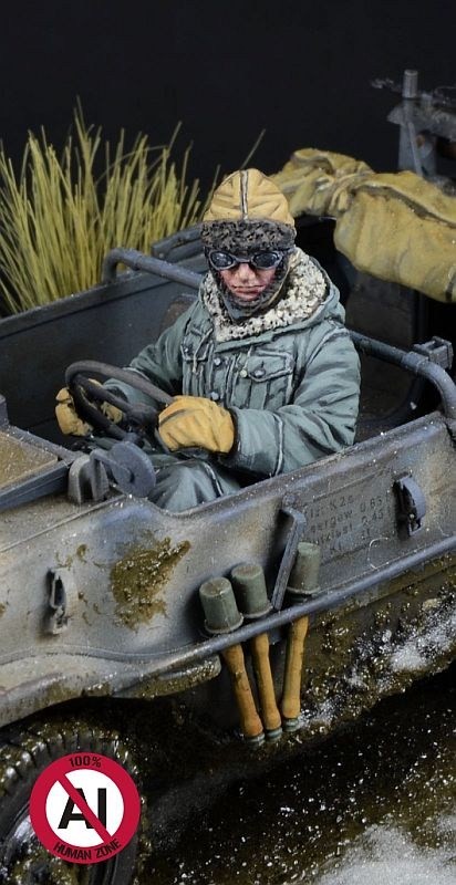 D-Day Miniatures Studio WSS Schwimmwagen Driver, Winter 1943-45 (for Tamiya) (Plastic model) image 2