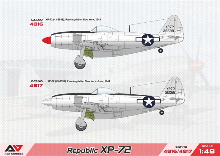 Modelsvit Republic XP-72 #36599 Experimental Fighter (Double-reverse propeller) (Plastic model) image 3