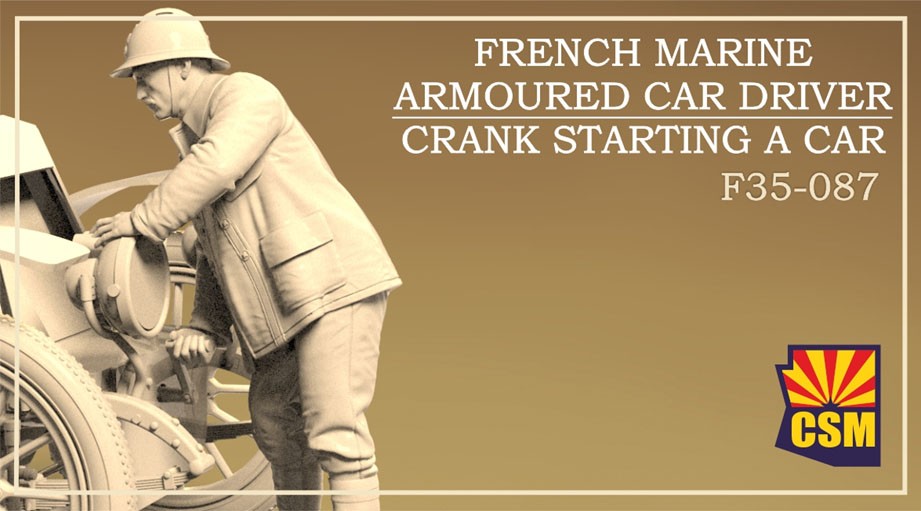 Copper State Models French Marine Armoured Car Driver Crank Starting a Car (Plastic model) gambar 2