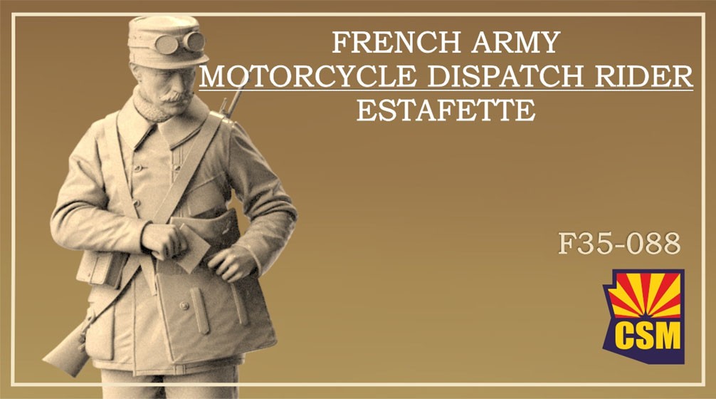 Copper State Models French Army WWI Motorcycle Dispatch Rider, Estafette (Plastic model) gambar 2