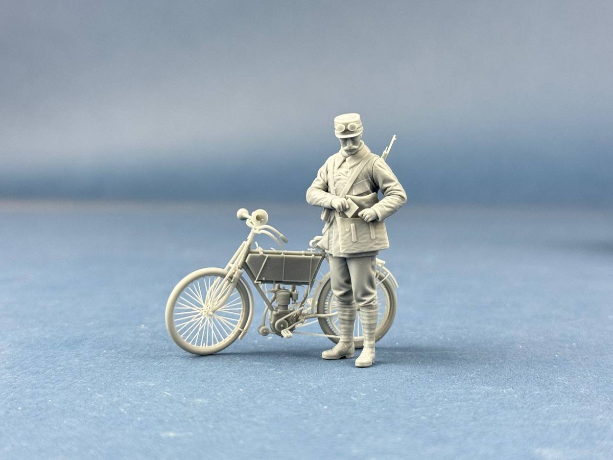 Copper State Models French Army WWI Motorcycle Dispatch Rider, Estafette (Plastic model) gambar 4