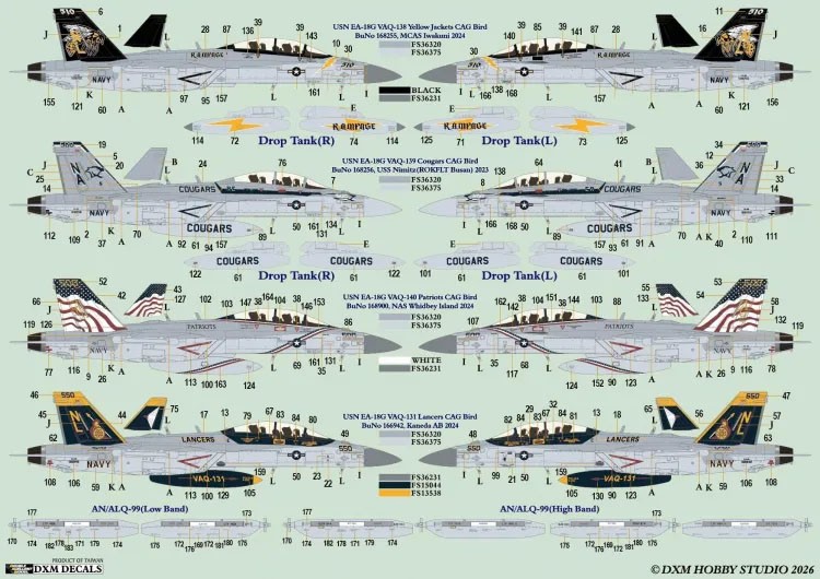 DXM Decals U.S.NAVY EA-18G CAG 버즈 컬렉션 ( VAQ-138 / VAQ-139 / VAQ-140 / VAQ-131) 이미지 6
