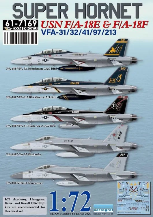 DXM Decals U.S.NAVY 슈퍼 호넷 E&F VFA-31/32/41/97/213 데칼 세트 이미지 2