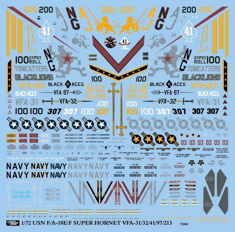 DXM Decals U.S.NAVY 슈퍼 호넷 E&F VFA-31/32/41/97/213 데칼 세트 이미지 3
