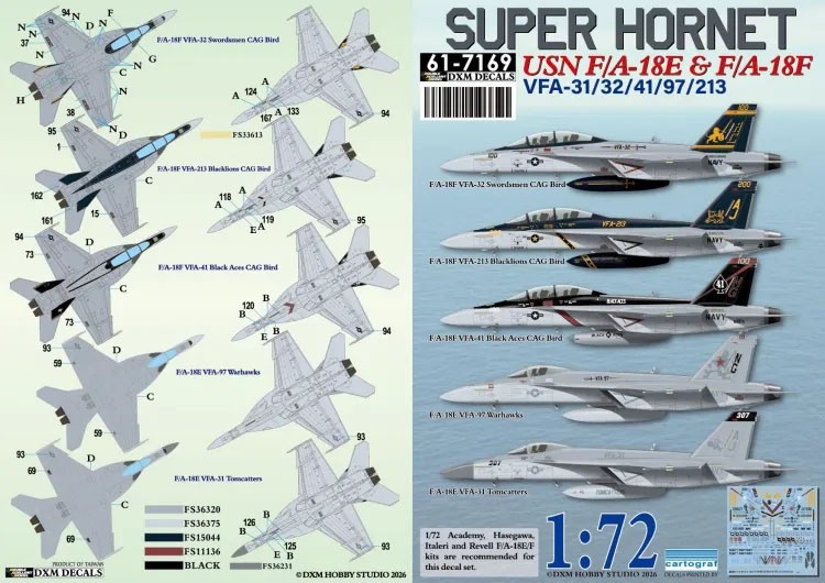 DXM Decals U.S.NAVY 슈퍼 호넷 E&F VFA-31/32/41/97/213 데칼 세트 이미지 5