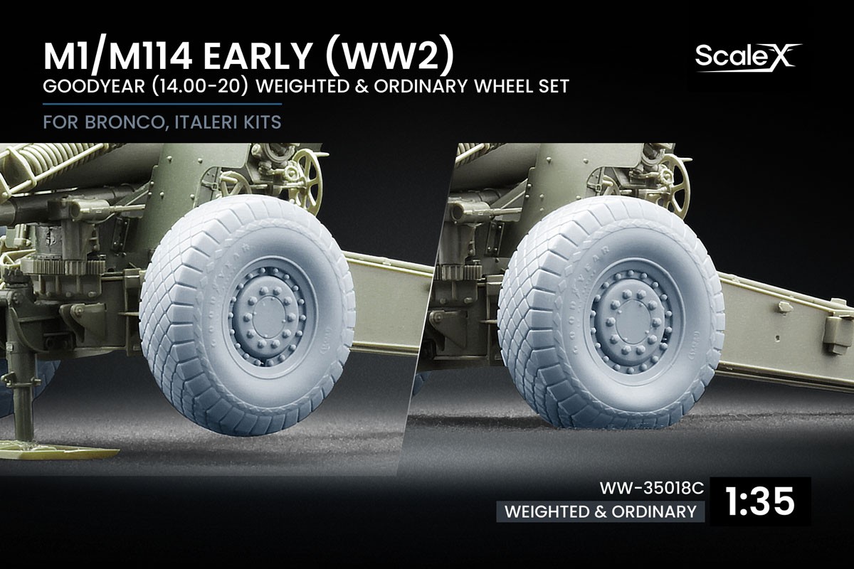 Scale X M1/M114 Early (WW2) Ordinary and Weighted Wheel Set (for Bronco, Italeri) hình ảnh 2