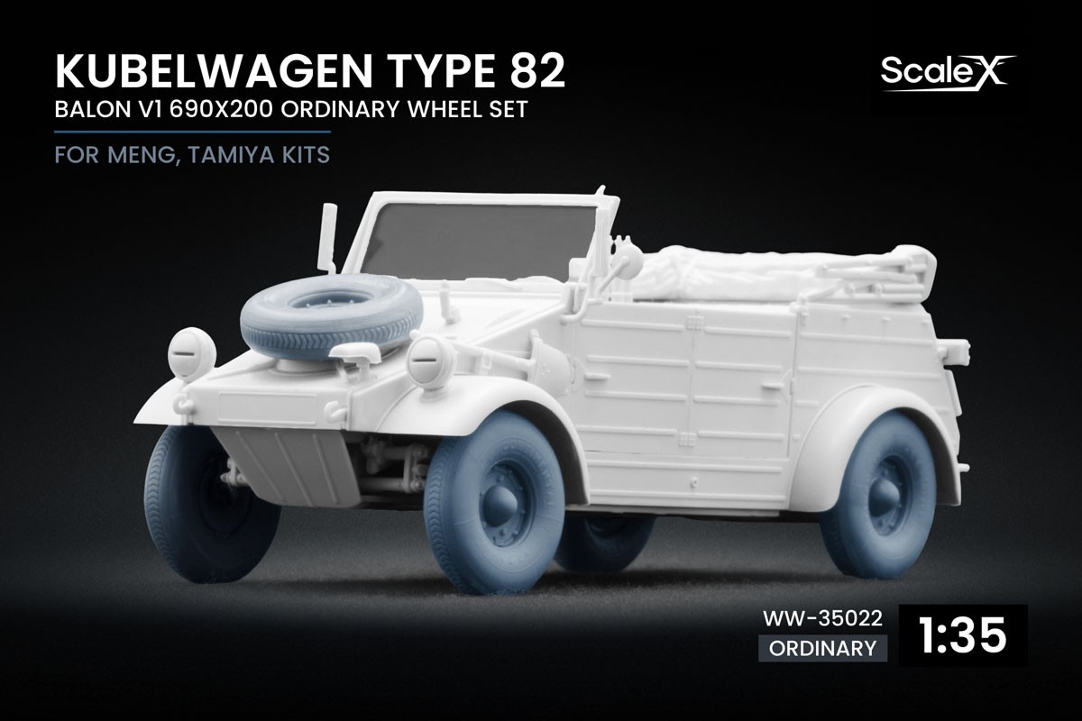 Scale X Kubelwagen type 82 Balon 1 Ordinary Wheel Set (for Meng, Tamiya) image 2