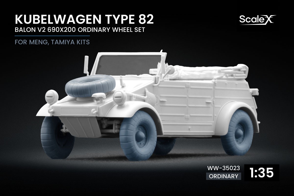 Scale X Kubelwagen type 82 Balon 2 Ordinary Wheel Set (for Meng, Tamiya) image 2