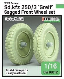 Def.Model WW2 German Sd.kfz 250/3 `Greif` Sagged Front wheel set (for 1/16 Das Werk kit) (Plastic model)