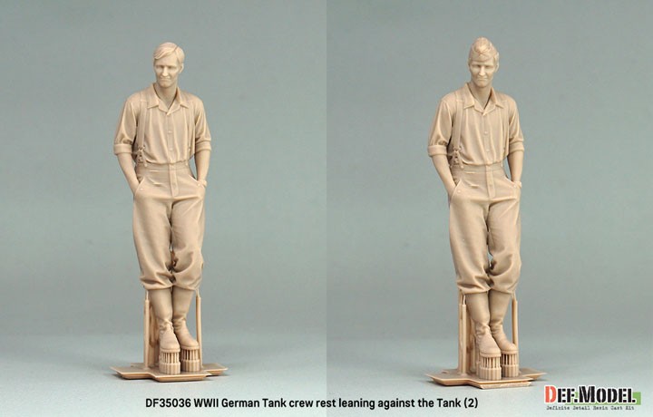Def.Model WWII German Tank crew rest leaning against the Tank (2) (1Fig. 2head) image 5