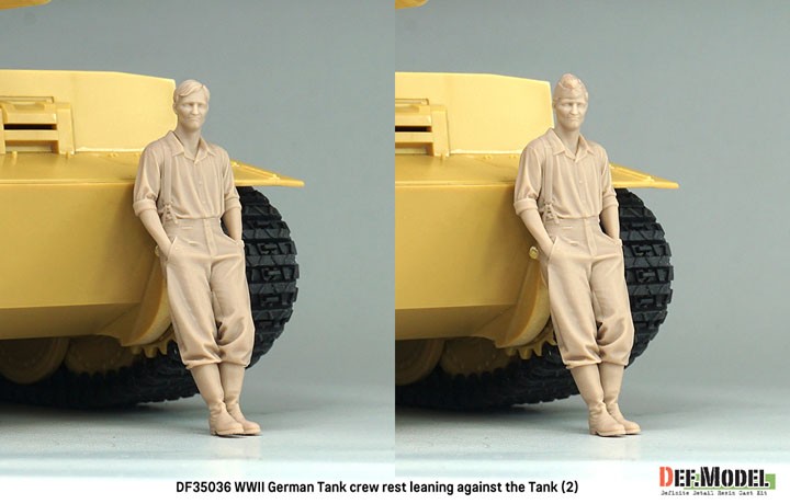 Def.Model WWII German Tank crew rest leaning against the Tank (2) (1Fig. 2head) image 6