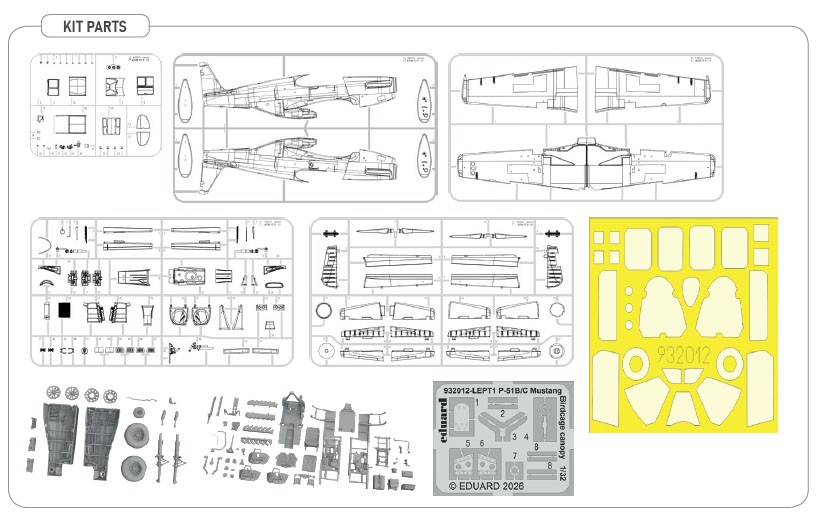 Eduard P-51B/C 머스탱 버드케이지 캐노피 하이브리드 (프라모델) 이미지 3