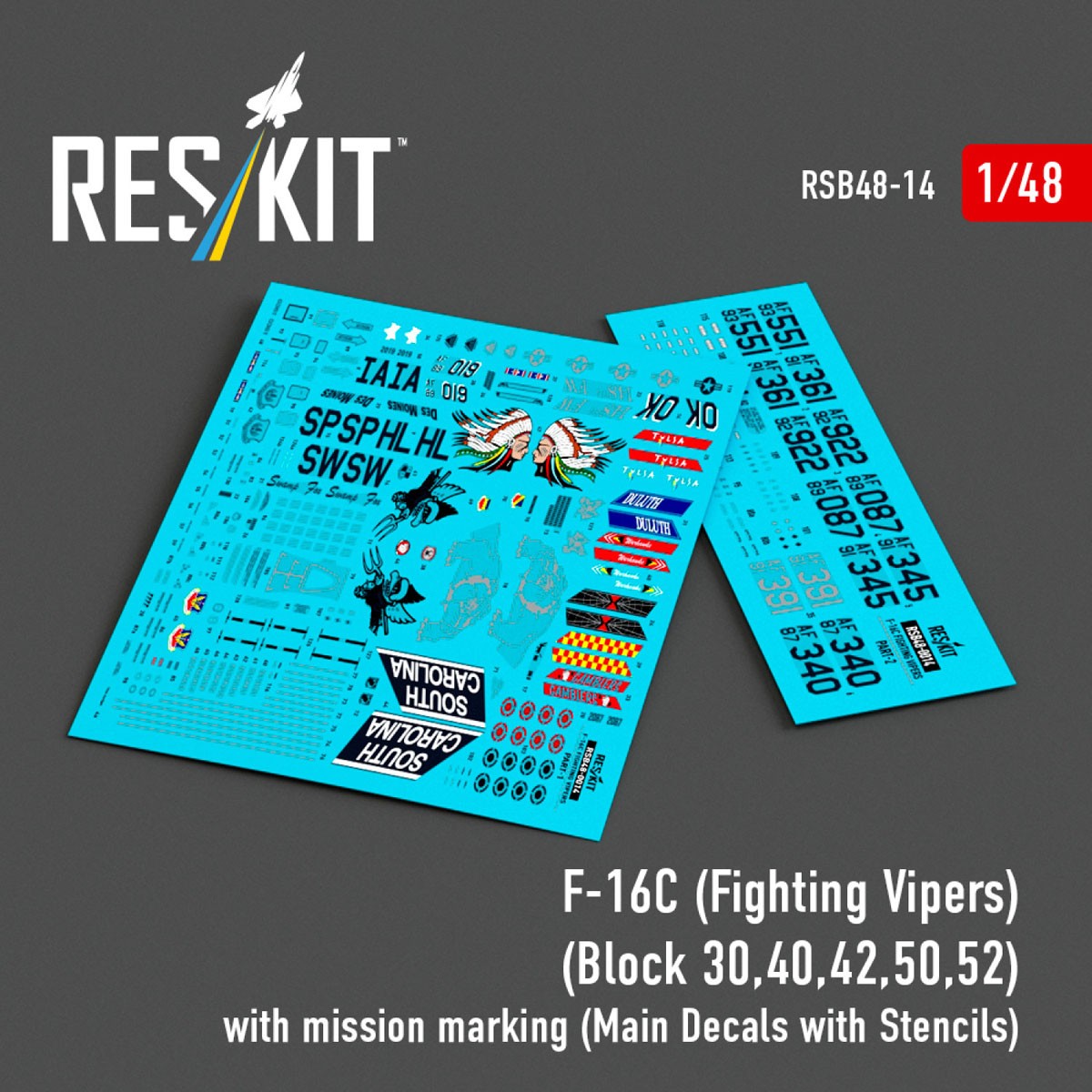 Reskit F-16C (Fighting Vipers) (Block 30,40,42,50,52) with mission marking (Main Decals with Stencils) image 2