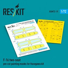 Reskit F-16 two-seat version Pre-cut painting masks (for Hasegawa kit)