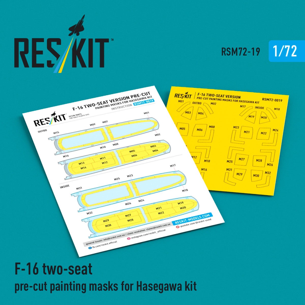 Reskit F-16 two-seat version Pre-cut painting masks (for Hasegawa kit) image 2