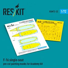 Reskit F-16 single-seat version Pre-cut painting masks (for Academy kit) image 1