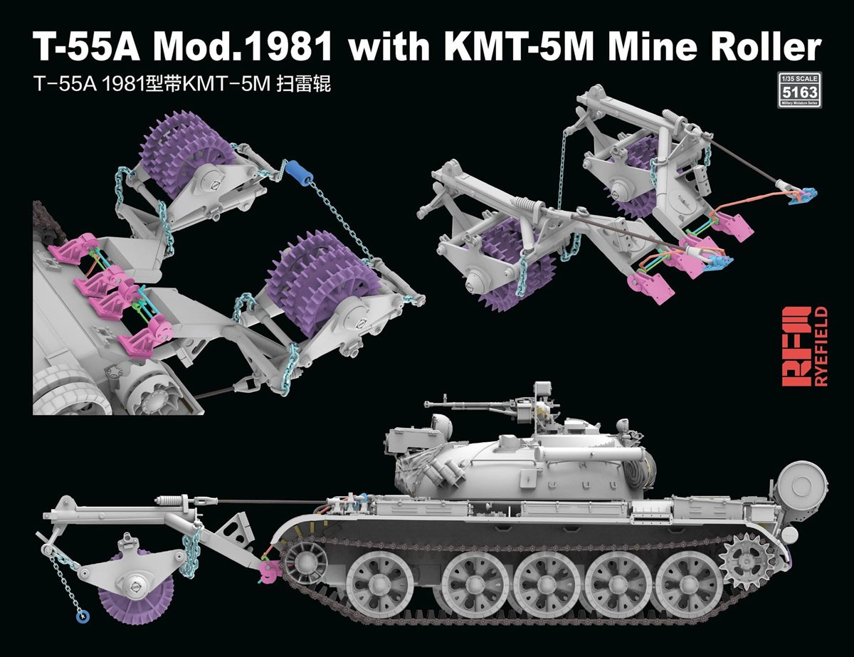 Rye Field Model T-55A Mod.1981 w/KMT-5M Mine Roller (Plastic model) image 4
