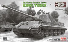Rye Field Model Sd.Kfz.182 킹 타이거 (포르쉐 포탑) w/2톤 간이 크레인 & 가동식 캐터필러 링크 (풀 인테리어) (플라스틱 모델)