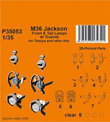 CMK M36 Jackson Front Headlights w/ Guards (for Tamiya and other kits) (Plastic model)