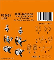CMK M36 Jackson Front Headlights w/ Guards (for Tamiya and other kits) (Plastic model) 图片 1