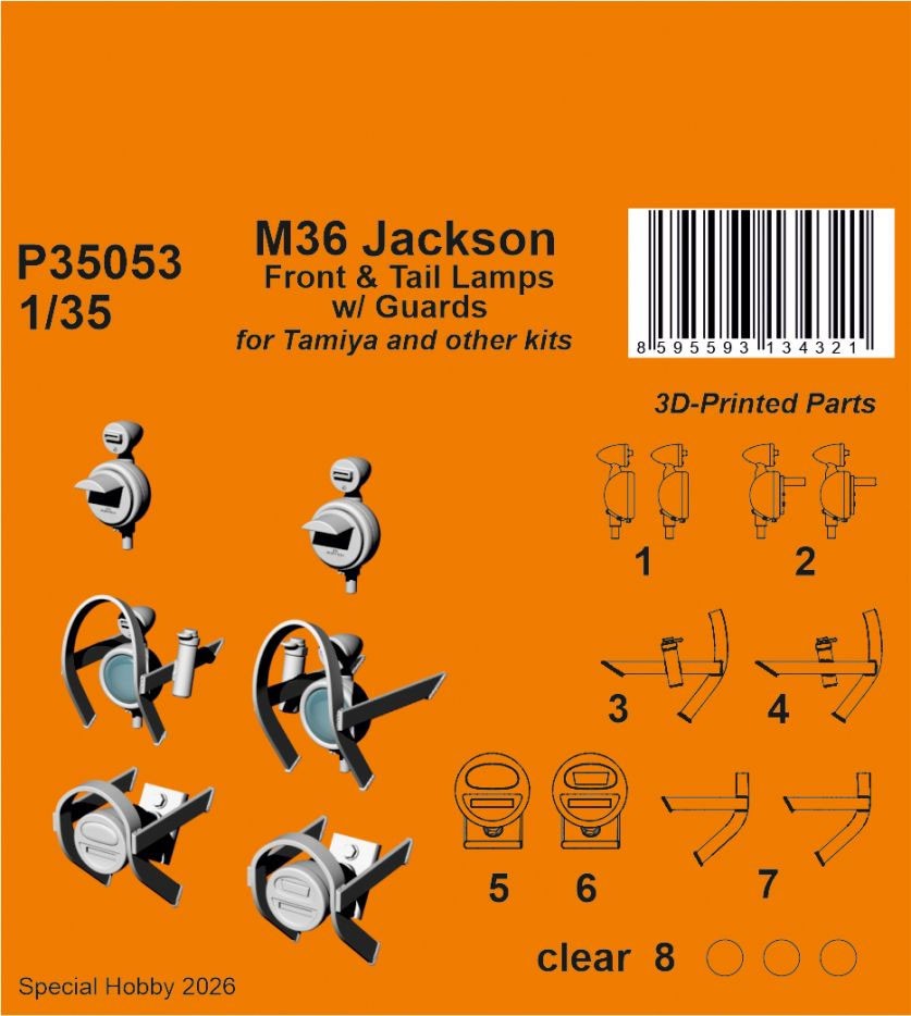CMK M36 Jackson Front Headlights w/ Guards (for Tamiya and other kits) (Plastic model) 图片 3