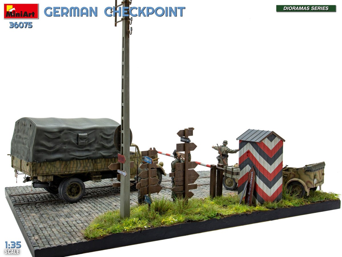 Mini Art 독일군 검문소. 3T 화물 트럭 3,6-36S & Kfz.1 Type 170VK w/ 헌병대. 빅 세트 (프라모델) 이미지 6