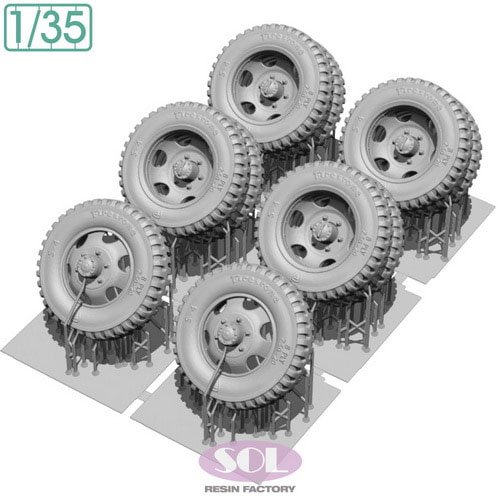 SOL Model WWII U.S 2.5t 6x6 Cargo Truck Wheel Tires Set (for TAMIYA) (Plastic model) hình ảnh 4