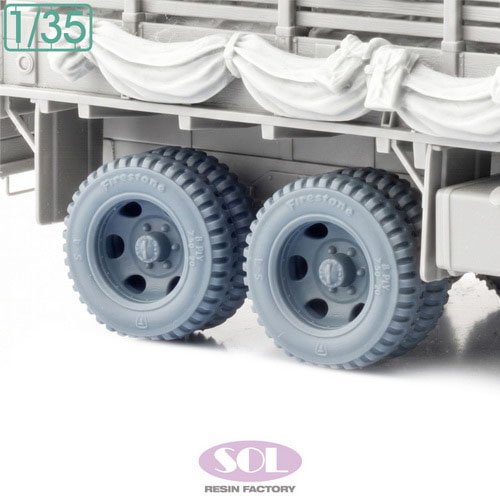 SOL Model WWII U.S 2.5t 6x6 Cargo Truck Wheel Tires Set (for TAMIYA) (Plastic model) hình ảnh 5