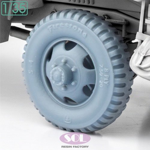 SOL Model WWII U.S 2.5t 6x6 Cargo Truck Wheel Tires Set (for TAMIYA) (Plastic model) hình ảnh 6
