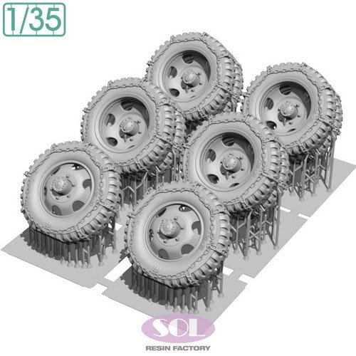 SOL Model WWII U.S 2.5t 6x6 Cargo Truck Wheel Tires with Chain Set (for TAMIYA) (Plastic model) hình ảnh 3