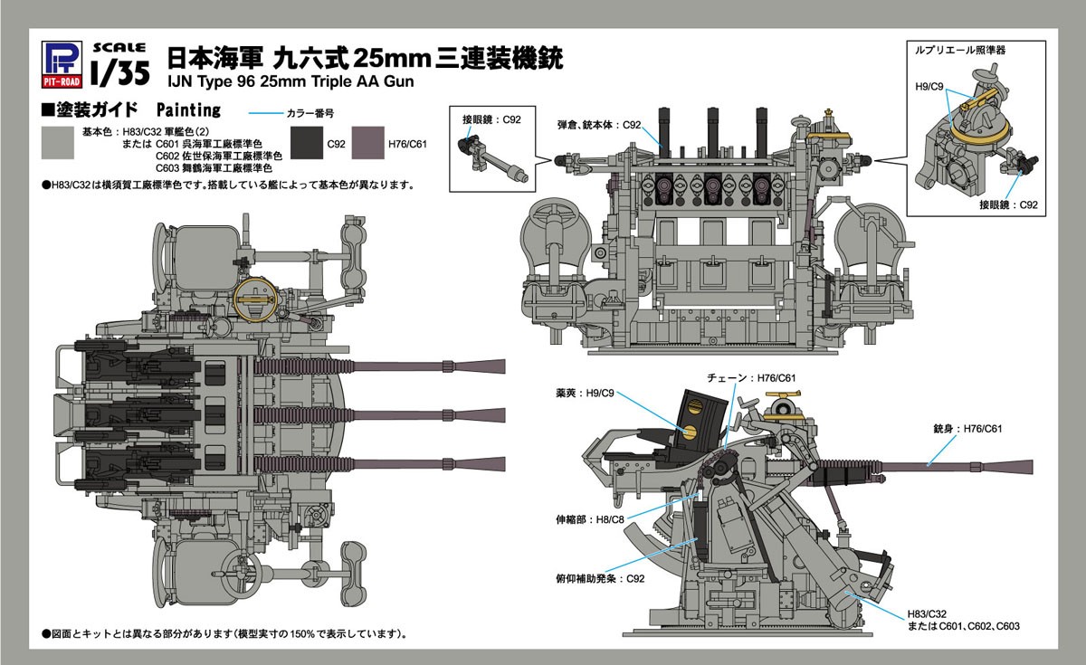 Pit-Road IJN Type96 25mm Triple AA Gun (Plastic model) image 6