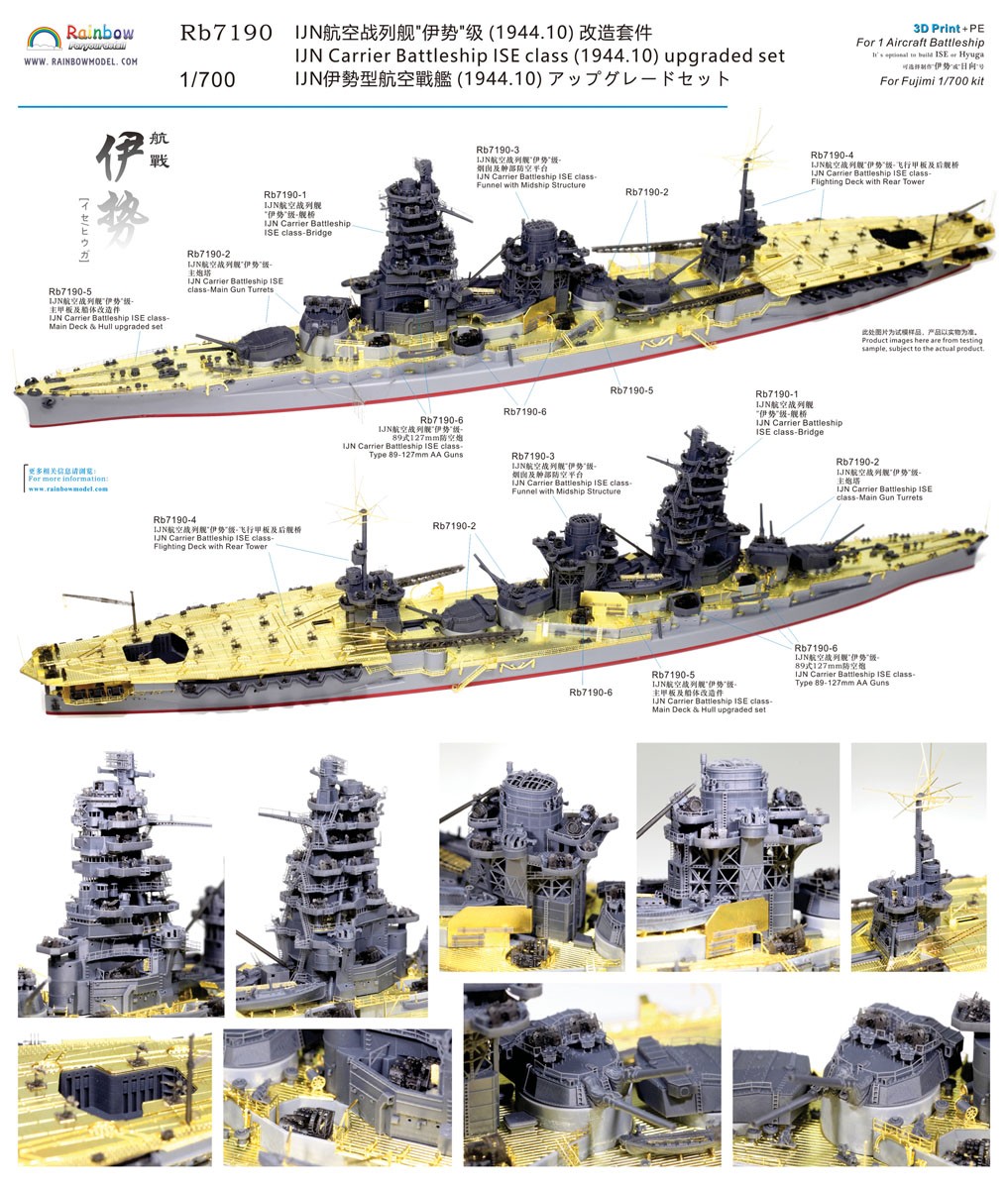 Rainbow Model IJN Carrier Battleship ISE class (1944.10) upgraded set [V2.0] (for Fujimi) (Plastic model) รูปภาพ 3