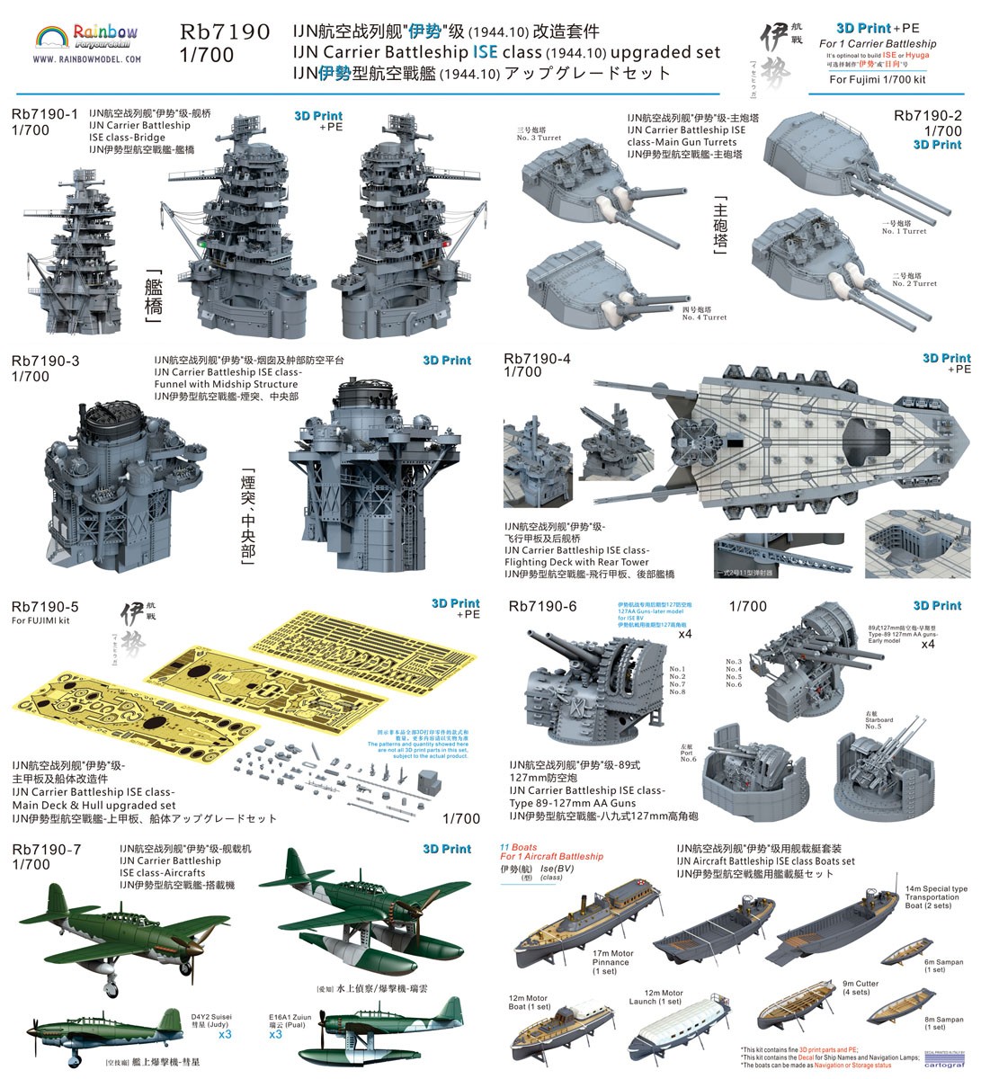 Rainbow Model IJN Carrier Battleship ISE class (1944.10) upgraded set [V2.0] (for Fujimi) (Plastic model) รูปภาพ 4
