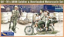 Gecko Models 60`-70`s ARVN Soldier &amp; Overloaded Motorcycle Set (Plastic model)