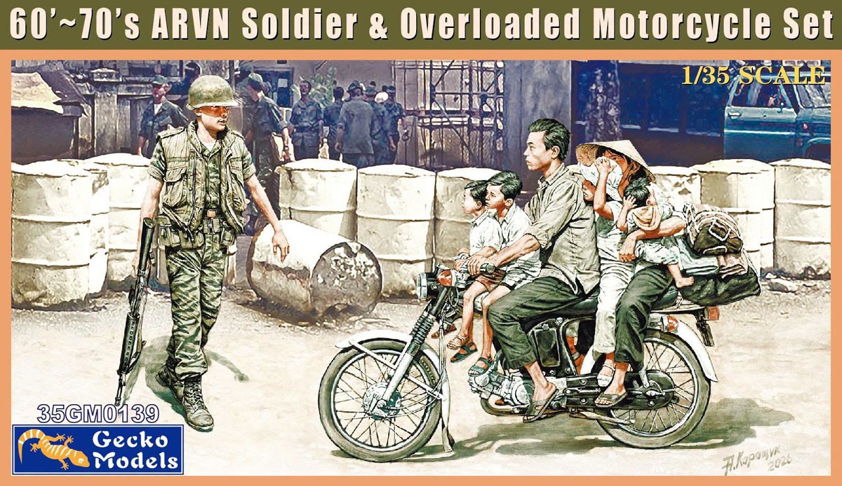 Gecko Models 60`-70`s ARVN Soldier &amp; Overloaded Motorcycle Set (Plastic model) Bild 2