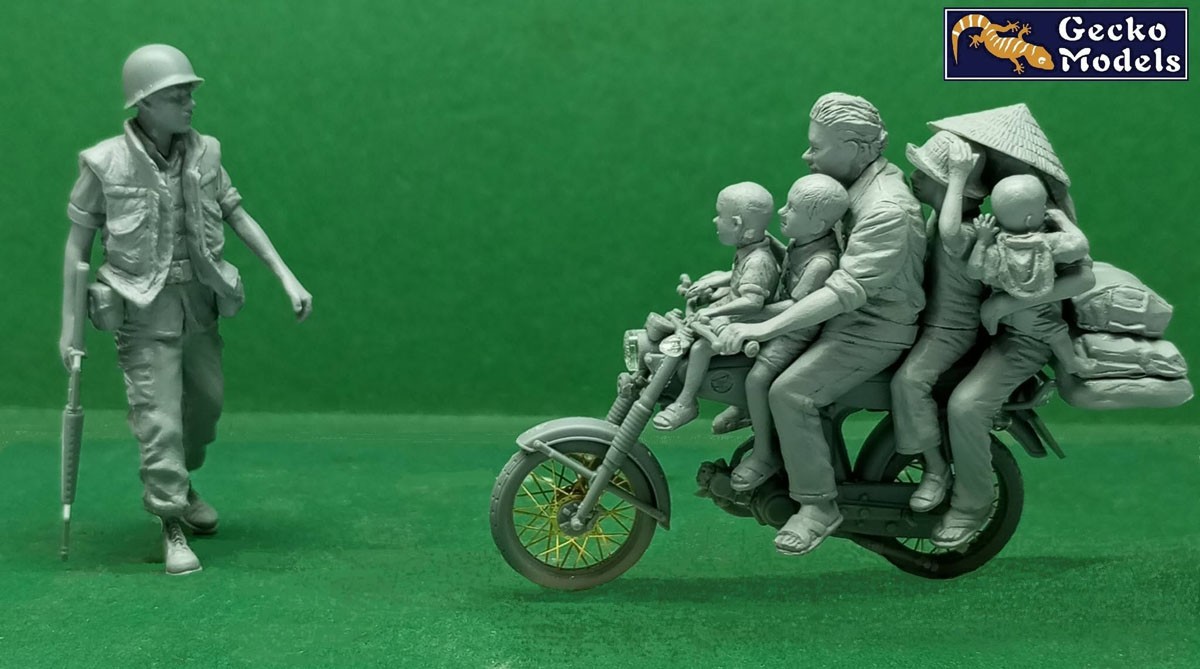 Gecko Models 60`-70`s ARVN Soldier &amp; Overloaded Motorcycle Set (Plastic model) Bild 3