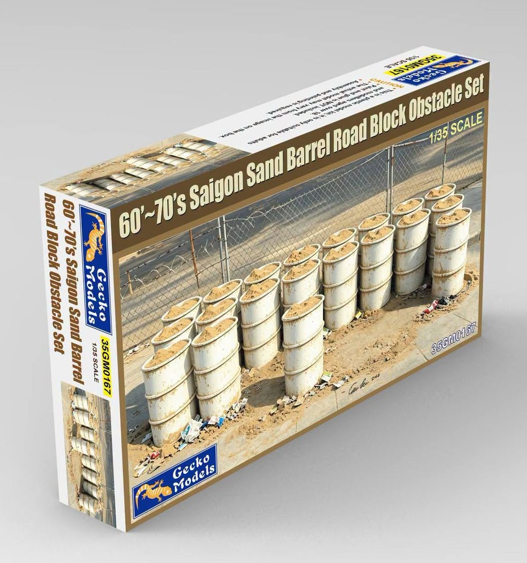 Gecko Models 60`-70`s Saigon Sand Barrel Road Block Obstacle Set (Plastic model) Bild 3