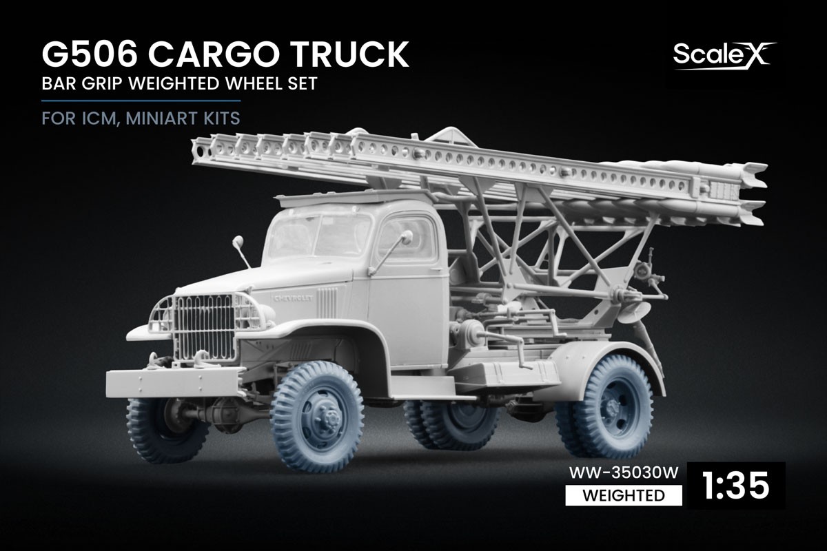 Scale X G506 Cargo Truck Bar Grip Weighted WheelSet, (for ICM, MiniArt) (Plastic model) imagen 2