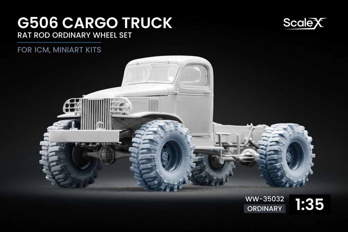 Scale X G506 Cargo Truck Rat Rod Ordinary wheel set, (for ICM, MiniArt) (Plastic model) รูปภาพ 2