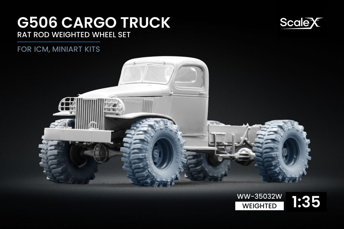 Scale X G506 Cargo Truck Rat Rod Weighted WheelSet, (for ICM, MiniArt) (Plastic model) imagen 2